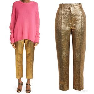 VALENTINO Slim Leg Metallic Crop Trousers